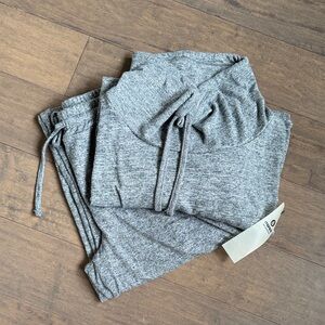 ❤️MONO B❤️Heather Gray Cowl Neck Lounge Pullover and Brushed Wide Lounge Pants